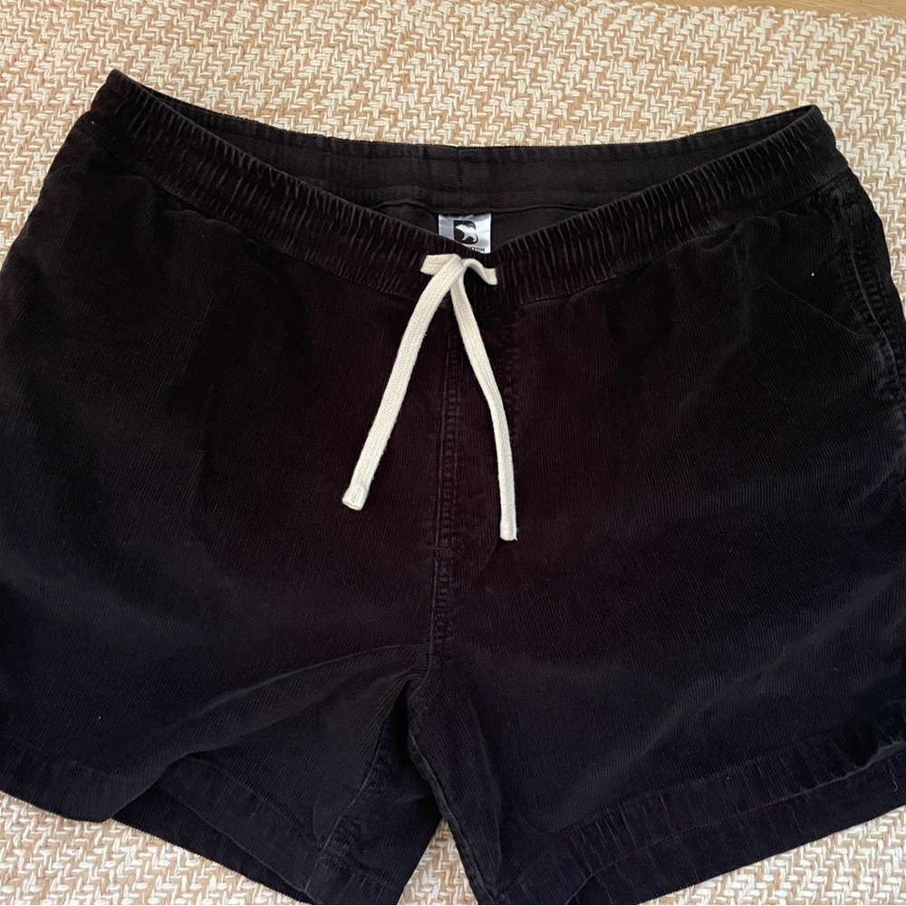 Bear Bottom Corduroy Shorts Mens XL Black Elastic Waist Drawstring 5.5" inseam